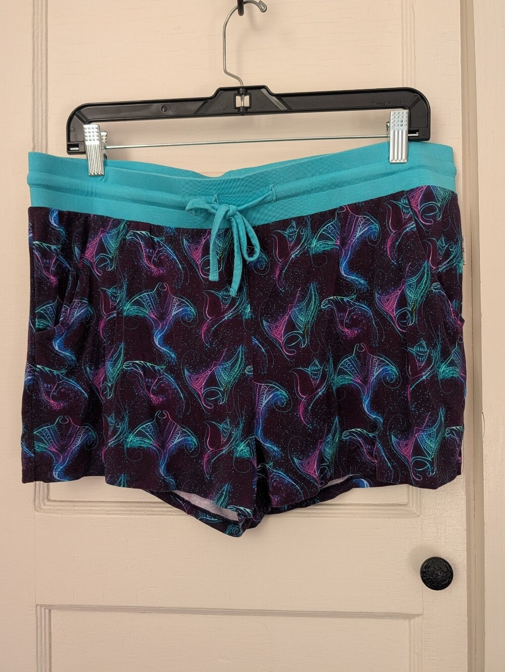 🩵 Tiny Threads L Boxer Shorts Drawstring Ocean Stingray  Beach Surfing Bamboo
